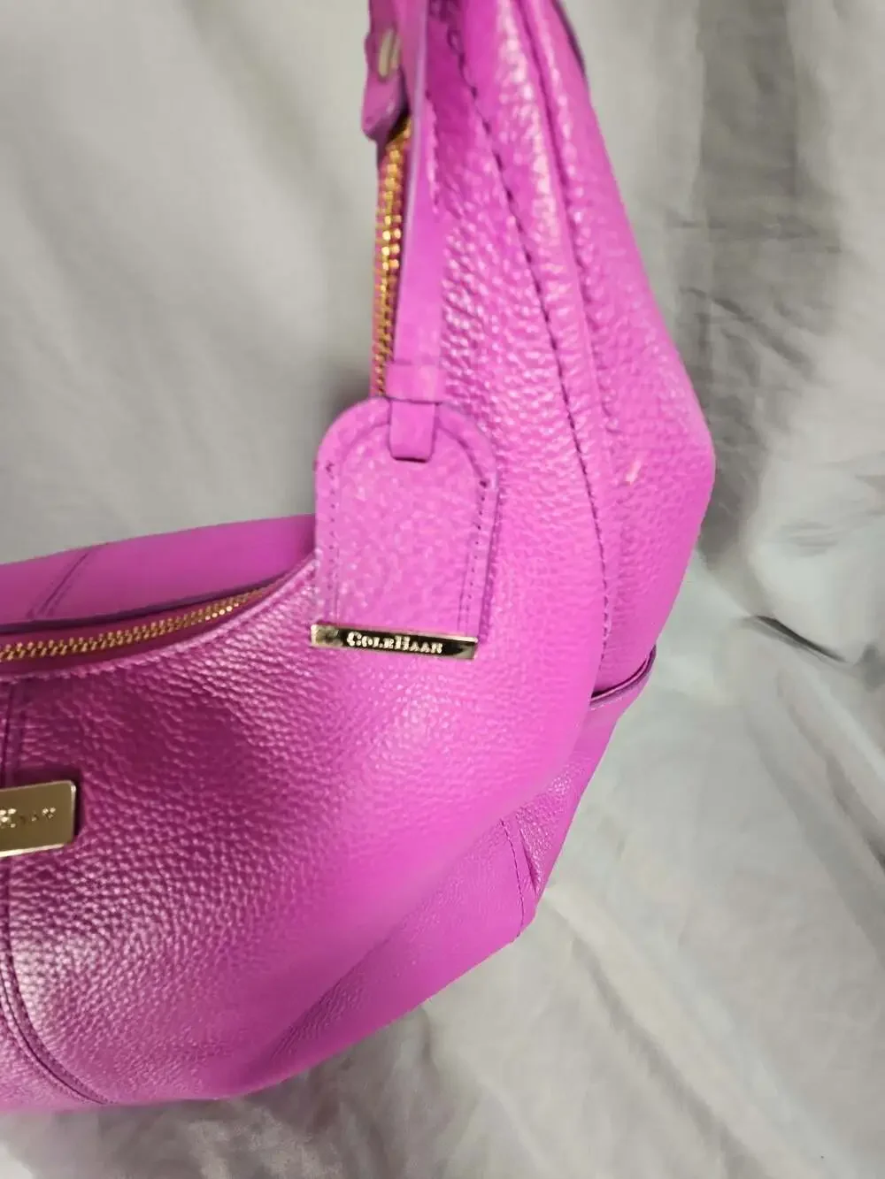 Cole Haan Village Hobo Pebble Leather Shoulder Bag in Pink